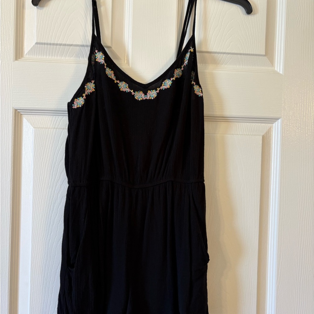 Forever 21 Black Embroidered Romper Fits like a Size XS/S